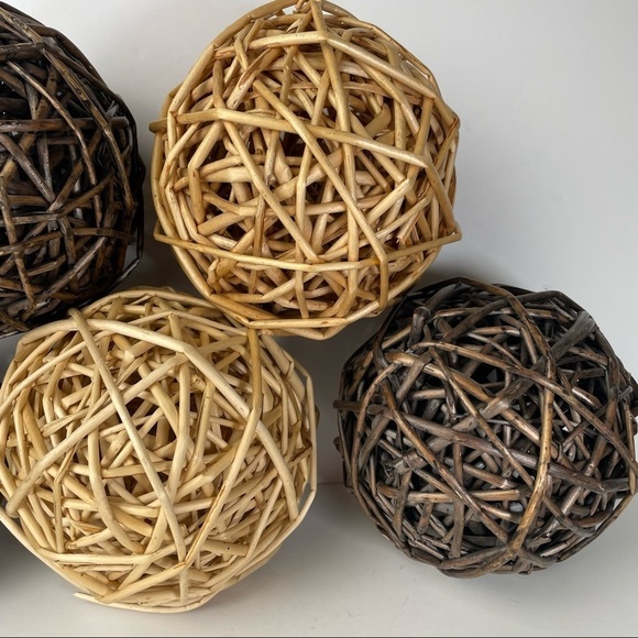 5 Large Rattan Wicker Decorative Balls Spheres - Picture 3 of 10